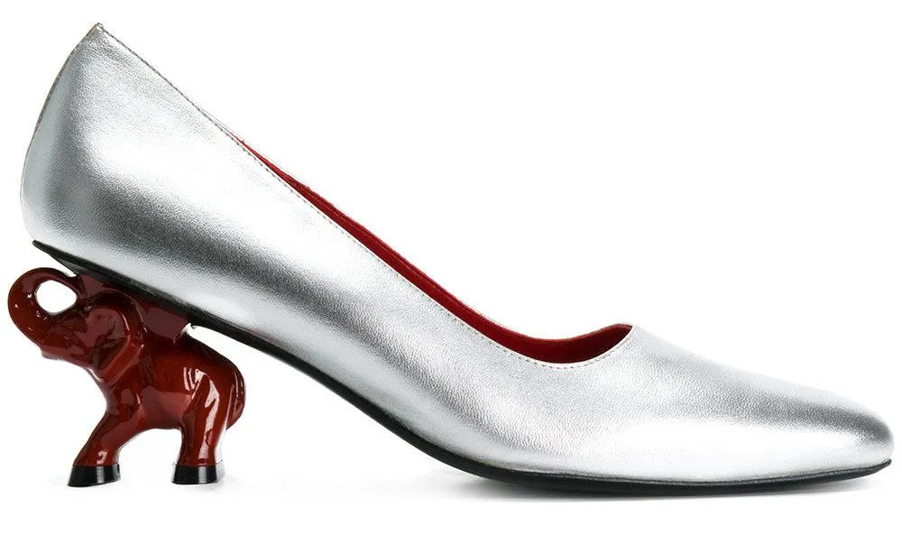 Elephant Heel Pumps - Black, Red, Silver