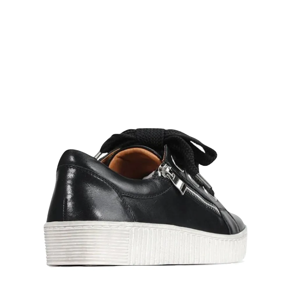 EOS Footwear Women's Jovi Leather Tie Sneaker in Black