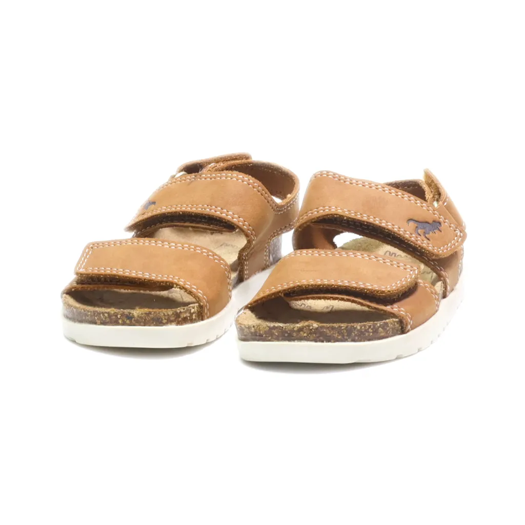 F&F Flat Sandals Leather Brown Colour For Kids