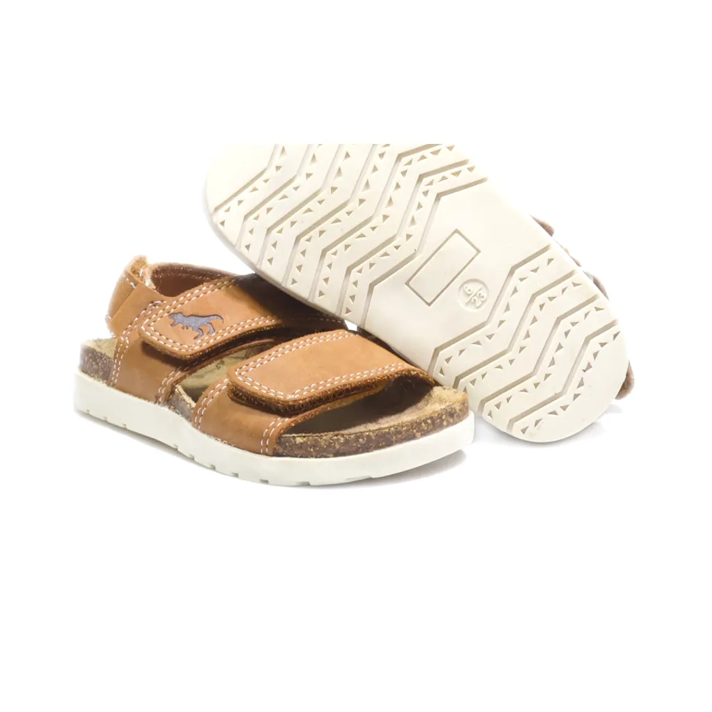 F&F Flat Sandals Leather Brown Colour For Kids