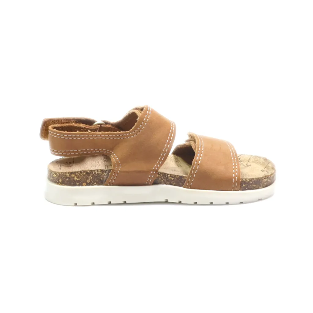 F&F Flat Sandals Leather Brown Colour For Kids