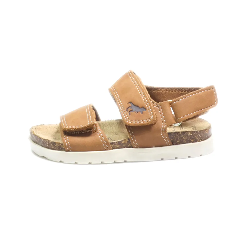 F&F Flat Sandals Leather Brown Colour For Kids