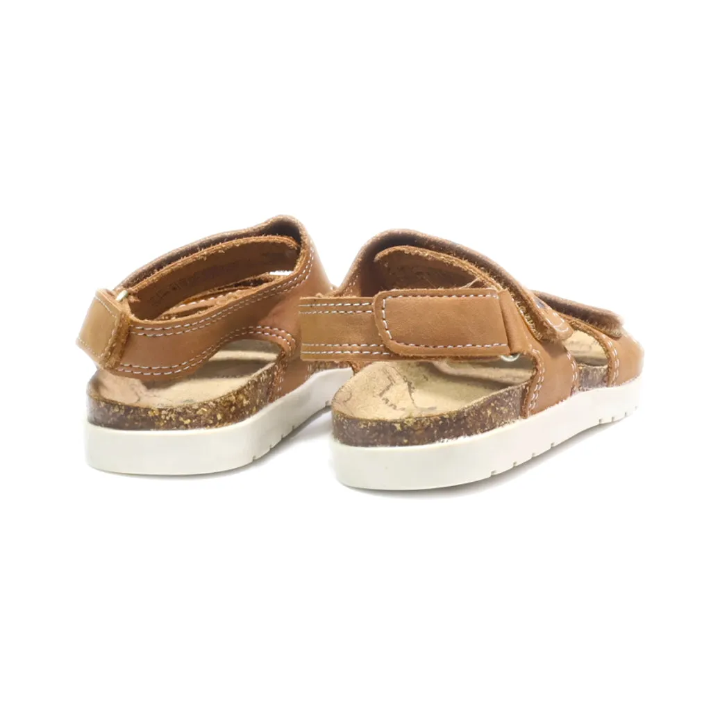 F&F Flat Sandals Leather Brown Colour For Kids