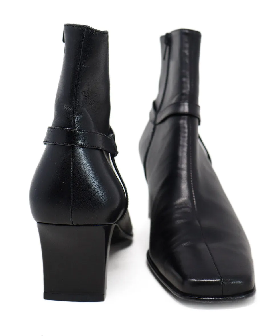 Ferragamo Black Leather Booties sz 10.5