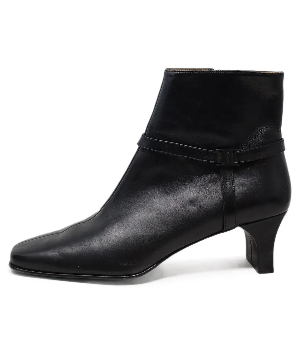 Ferragamo Black Leather Booties sz 10.5