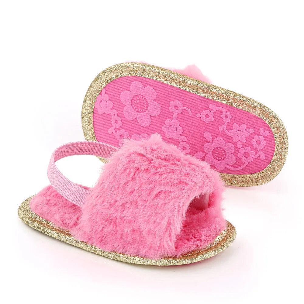 Furry Soft-soled Toddler slingback shoe