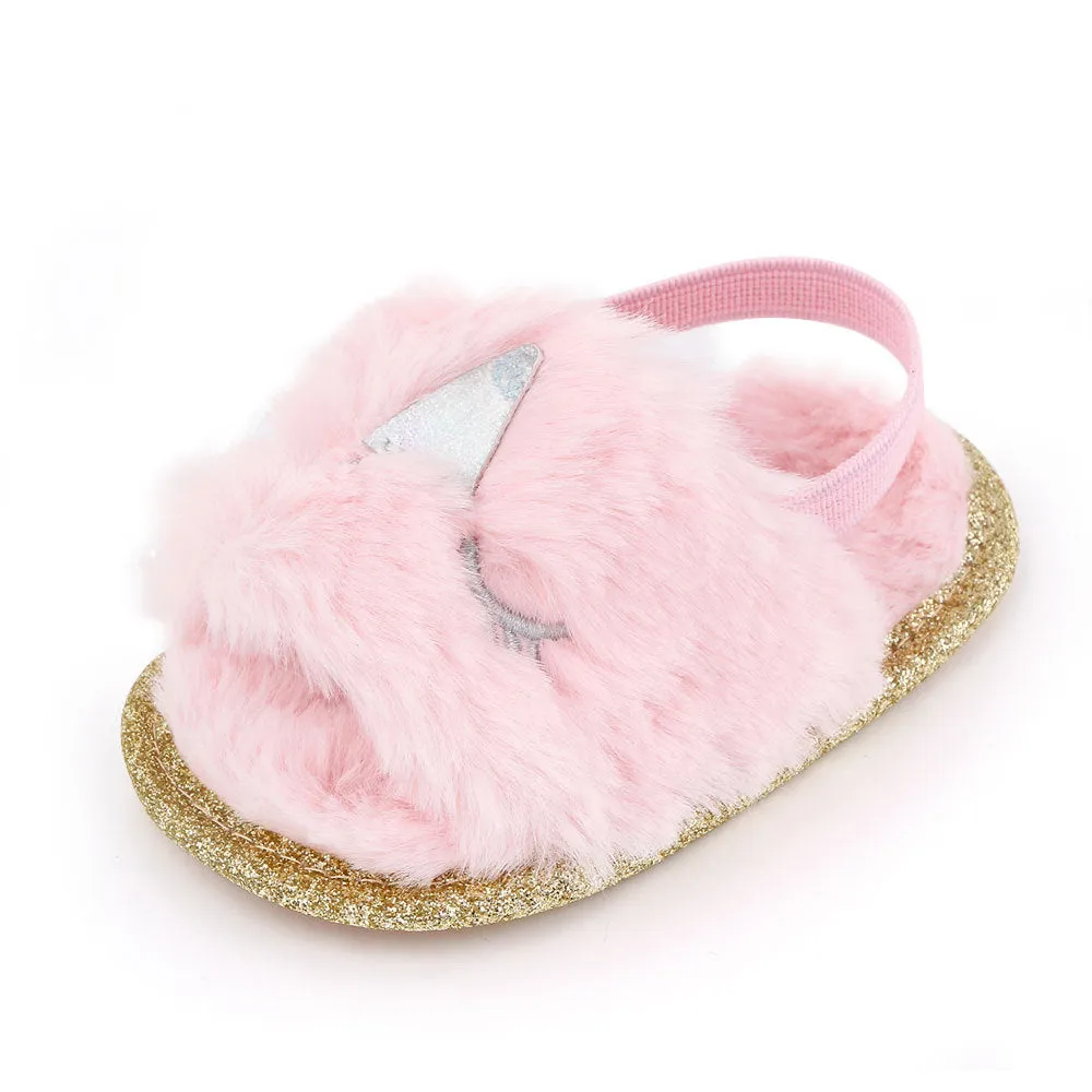 Furry Soft-soled Toddler slingback shoe