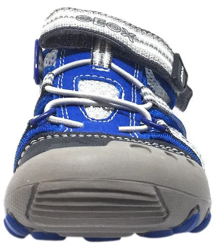 Geox Boy's Kyle Royal Blue & Grey Single Hook and Loop Strap Bumper Toe Sandal