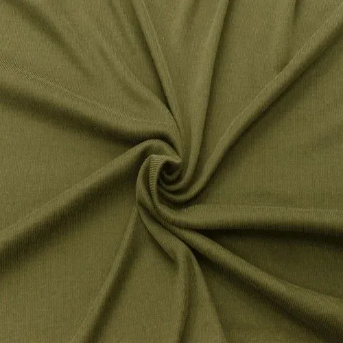 Green Modal Famous Make 1x1 Ribbed Stretch Wear Knit  Fabric