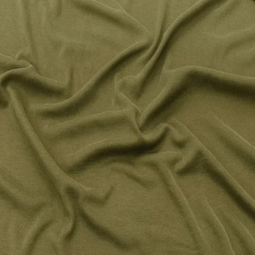 Green Modal Famous Make 1x1 Ribbed Stretch Wear Knit  Fabric