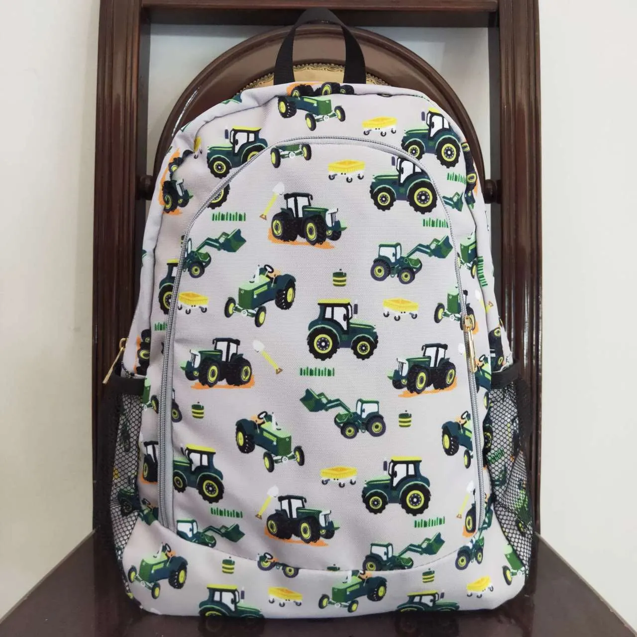 green truck print backpack bag BA0085