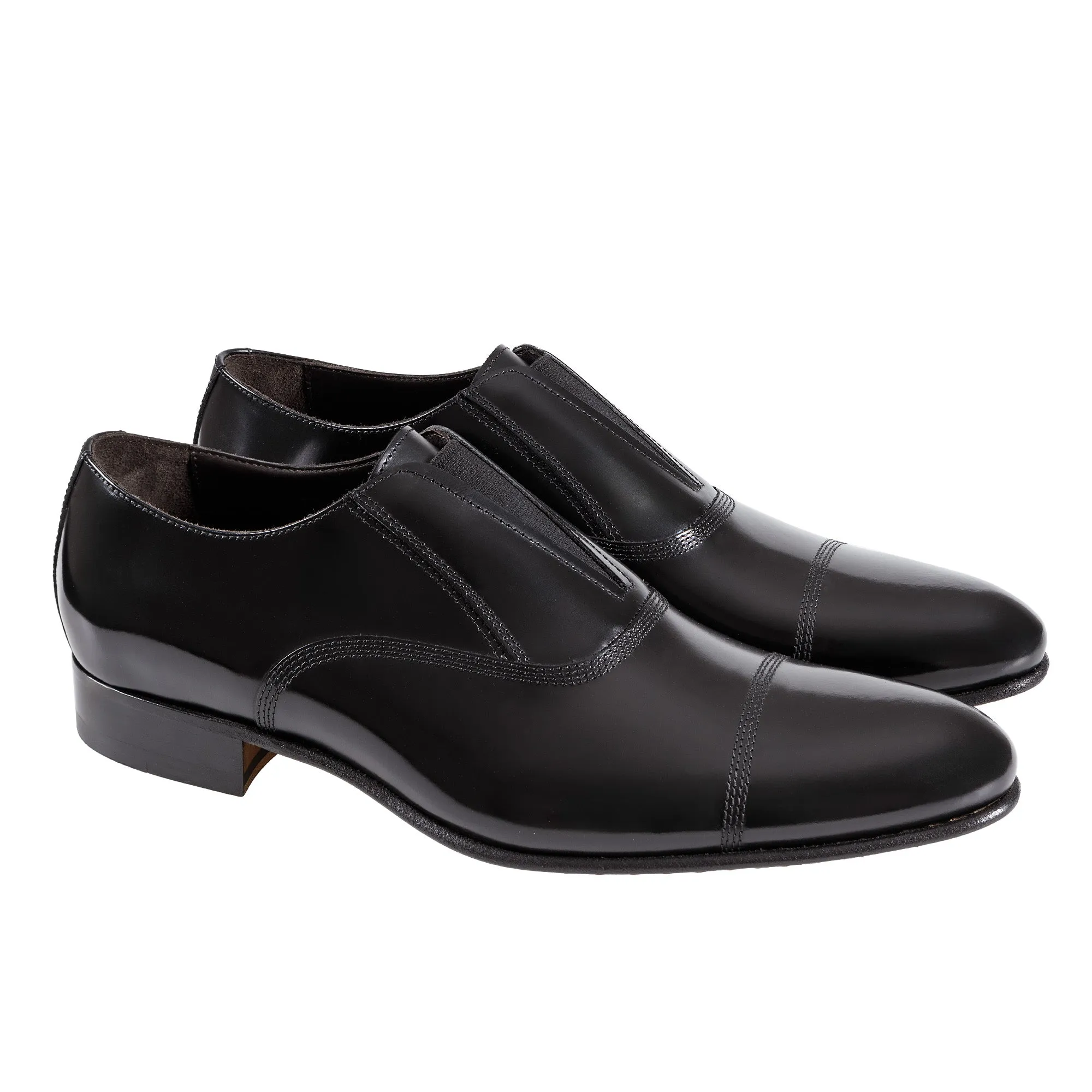 HENRY SARTORIAL Elastic Leather Oxford BLACK