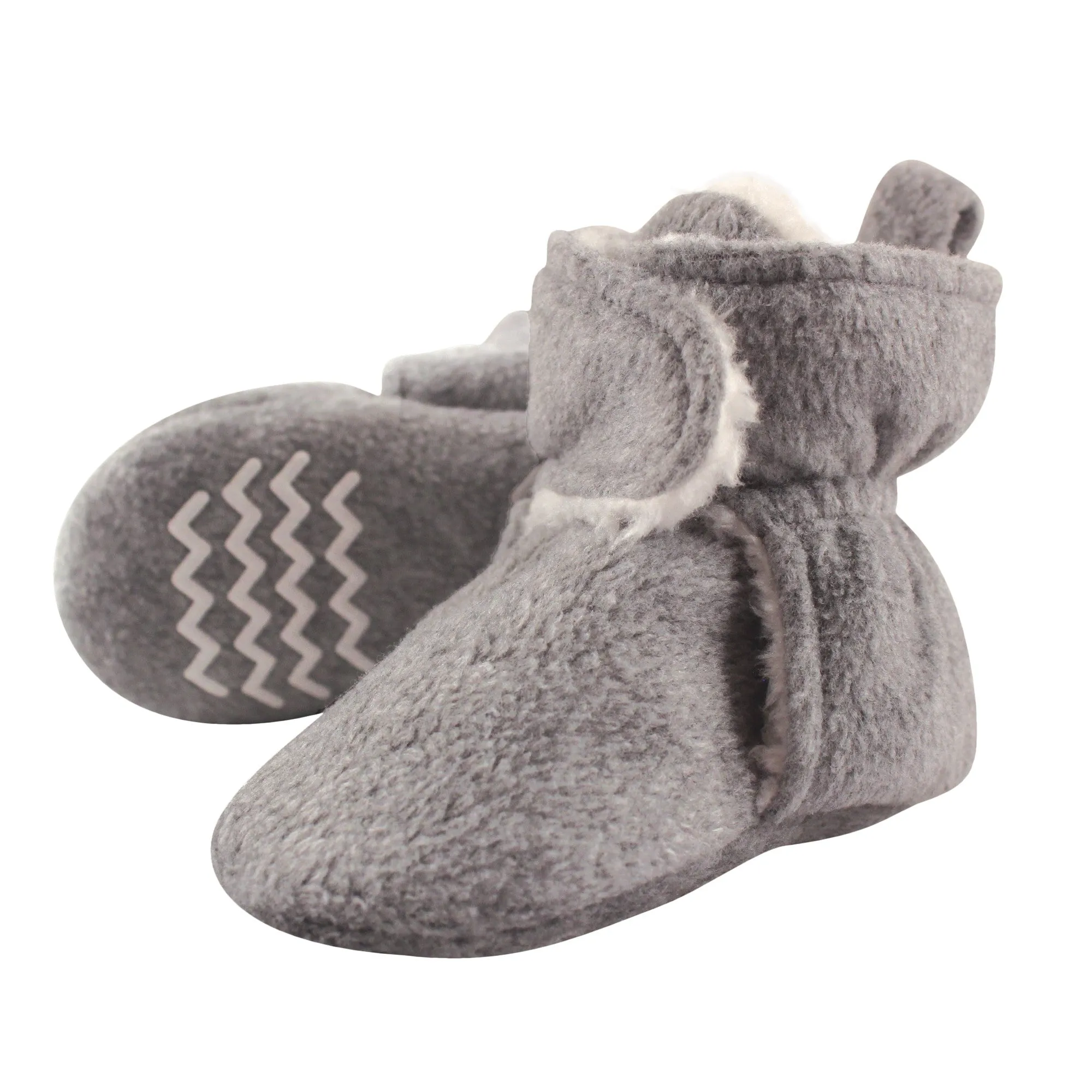 Hudson Baby Cozy Fleece and Sherpa Booties, Heather Gray