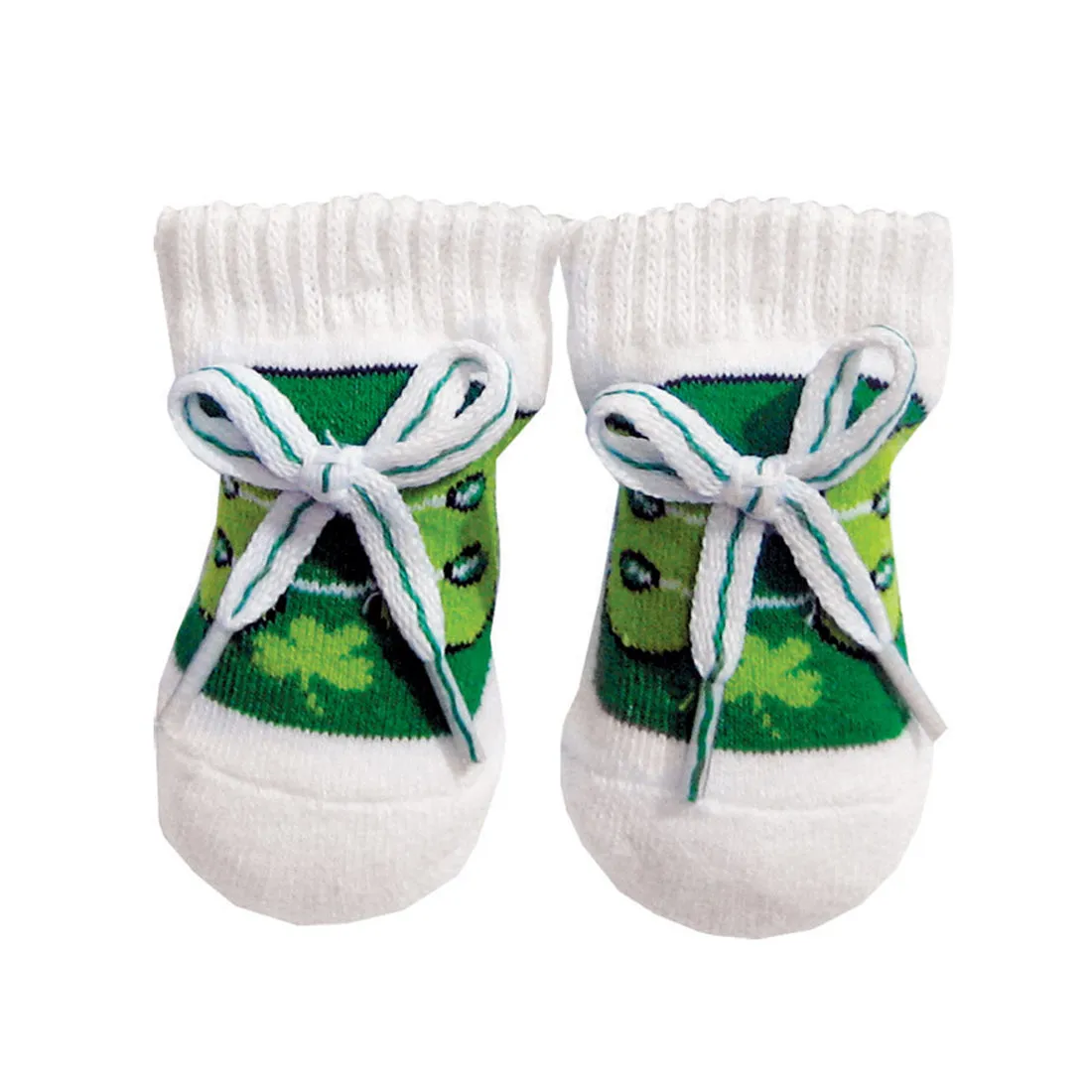 Irish Shamrock Baby Knit Boots in White and Green