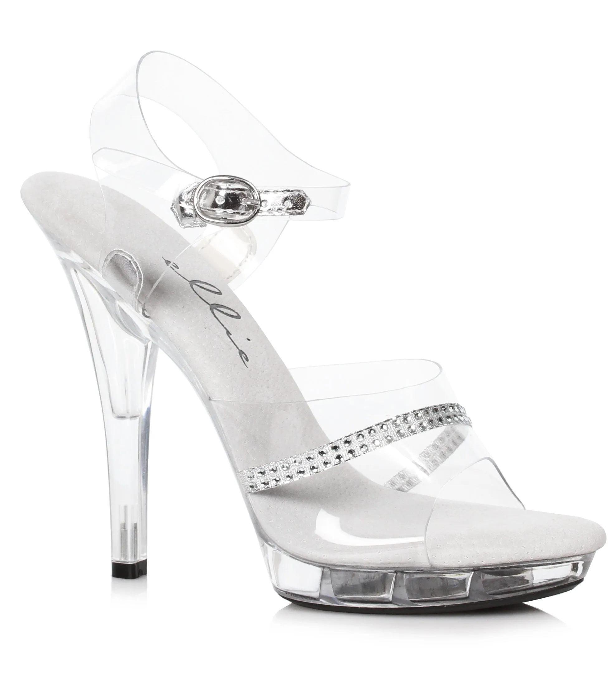 Jewel-M Clear Rhinestone Strappy 5" Heel Sandals