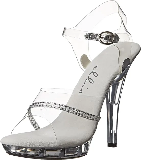 Jewel-M Clear Rhinestone Strappy 5" Heel Sandals