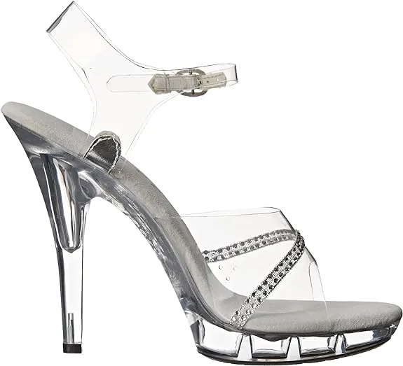 Jewel-M Clear Rhinestone Strappy 5" Heel Sandals