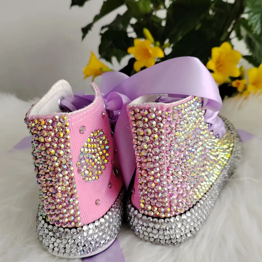 Kids Girls Handmade Rhinestones Bling Canvas Shoes