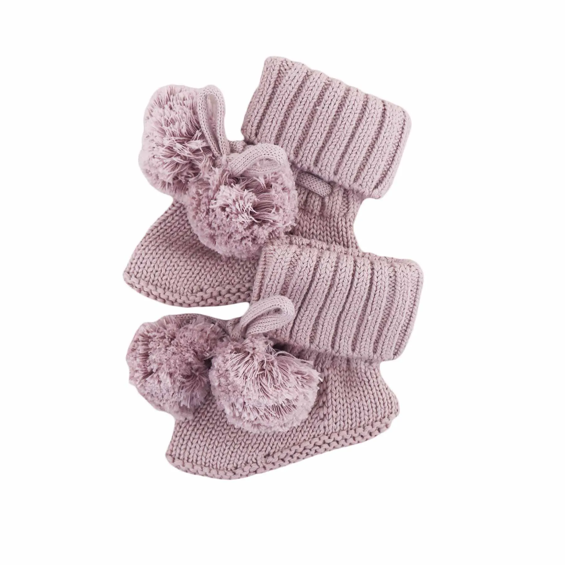 Knit Pom Pom Baby Booties | Iris*