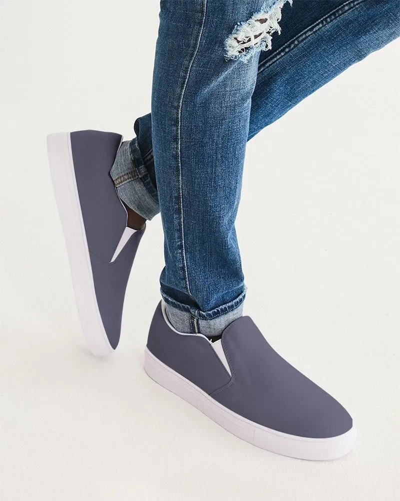 Medium Dark Blue Slip-On Canvas Sneakers | Men's | Medium Dark Pale Pastel Blue | C30M30Y0K60