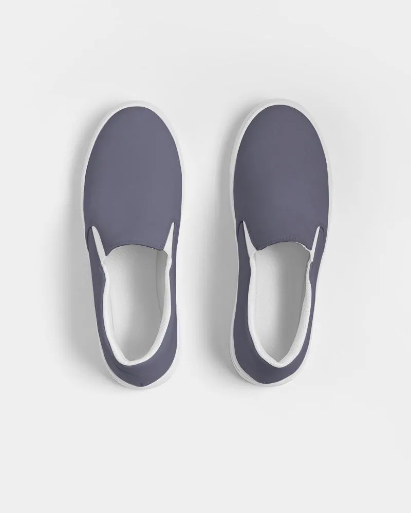 Medium Dark Blue Slip-On Canvas Sneakers | Men's | Medium Dark Pale Pastel Blue | C30M30Y0K60