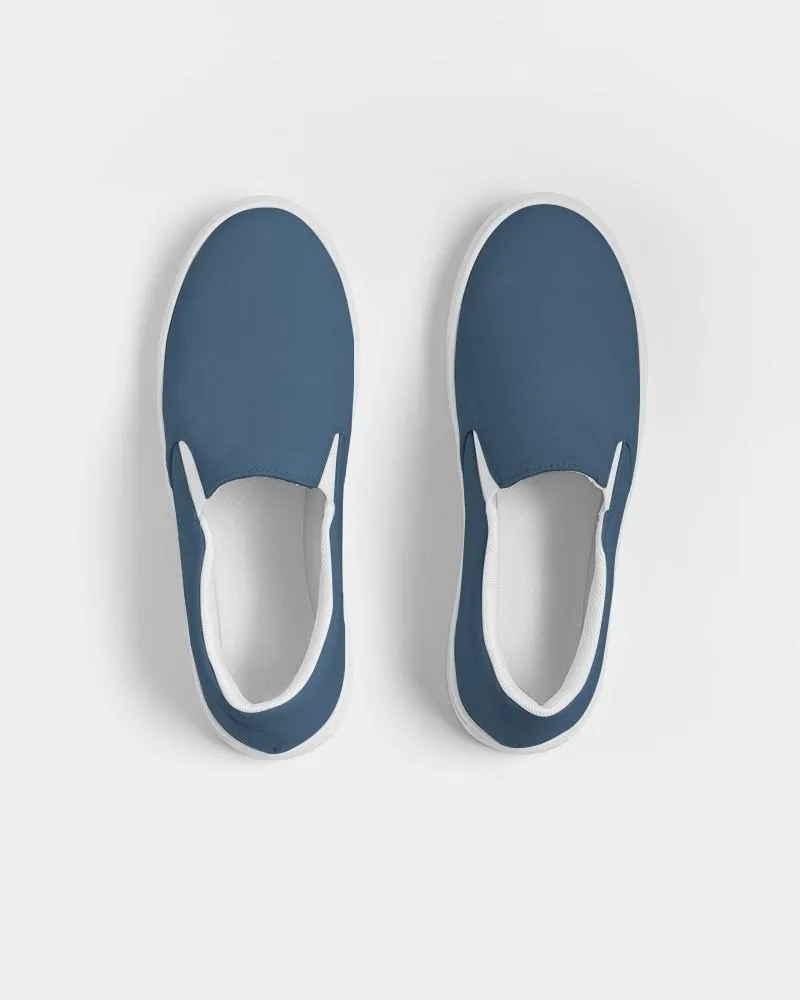 Medium Dark Blue Slip-On Canvas Sneakers | Women's | Medium Dark Pastel Blue | C60M30Y0K60