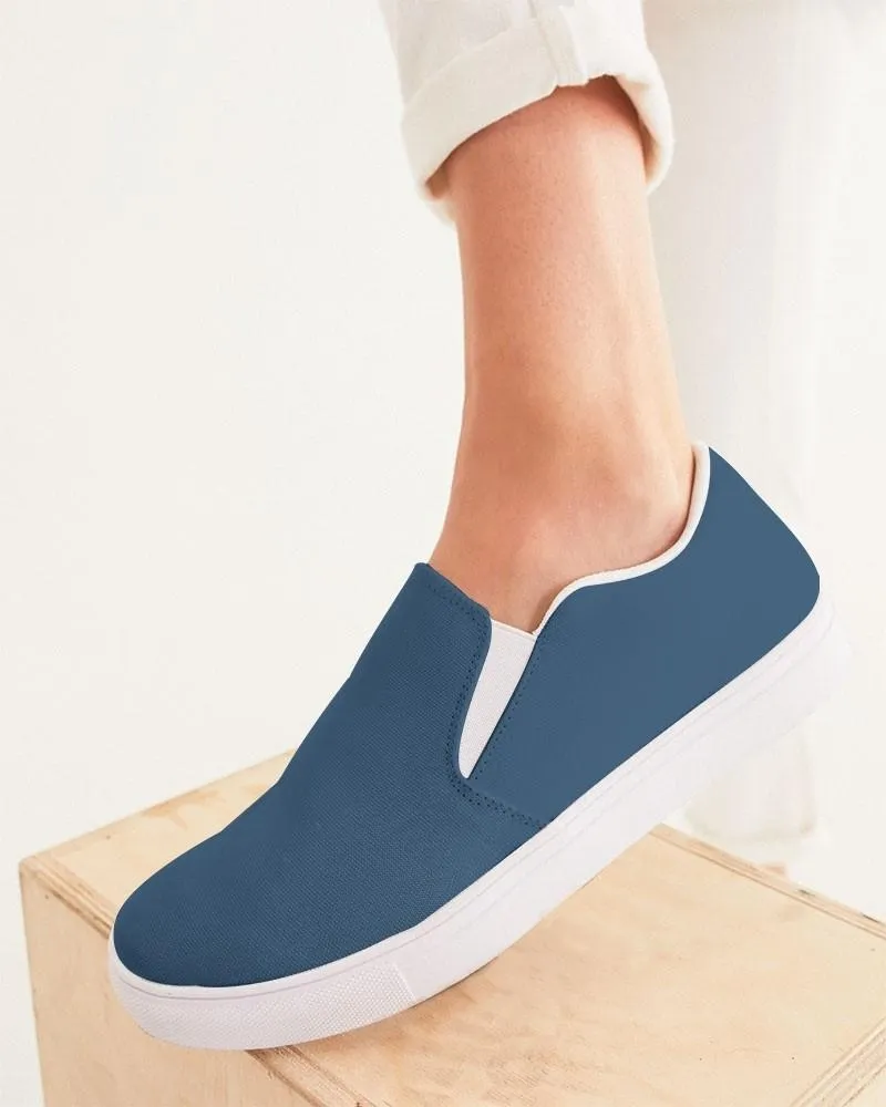 Medium Dark Blue Slip-On Canvas Sneakers | Women's | Medium Dark Pastel Blue | C60M30Y0K60