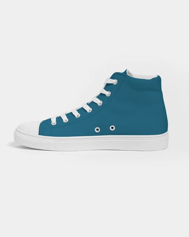 Medium Dark Cyan Women's High-top Canvas Sneakers | Women's | Medium Dark Pure Cyan | C100M0Y0K60