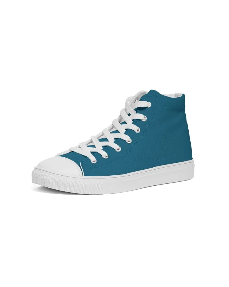 Medium Dark Cyan Women's High-top Canvas Sneakers | Women's | Medium Dark Pure Cyan | C100M0Y0K60