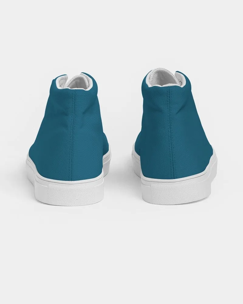 Medium Dark Cyan Women's High-top Canvas Sneakers | Women's | Medium Dark Pure Cyan | C100M0Y0K60