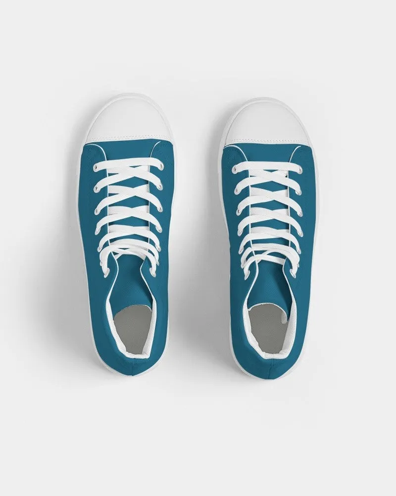 Medium Dark Cyan Women's High-top Canvas Sneakers | Women's | Medium Dark Pure Cyan | C100M0Y0K60