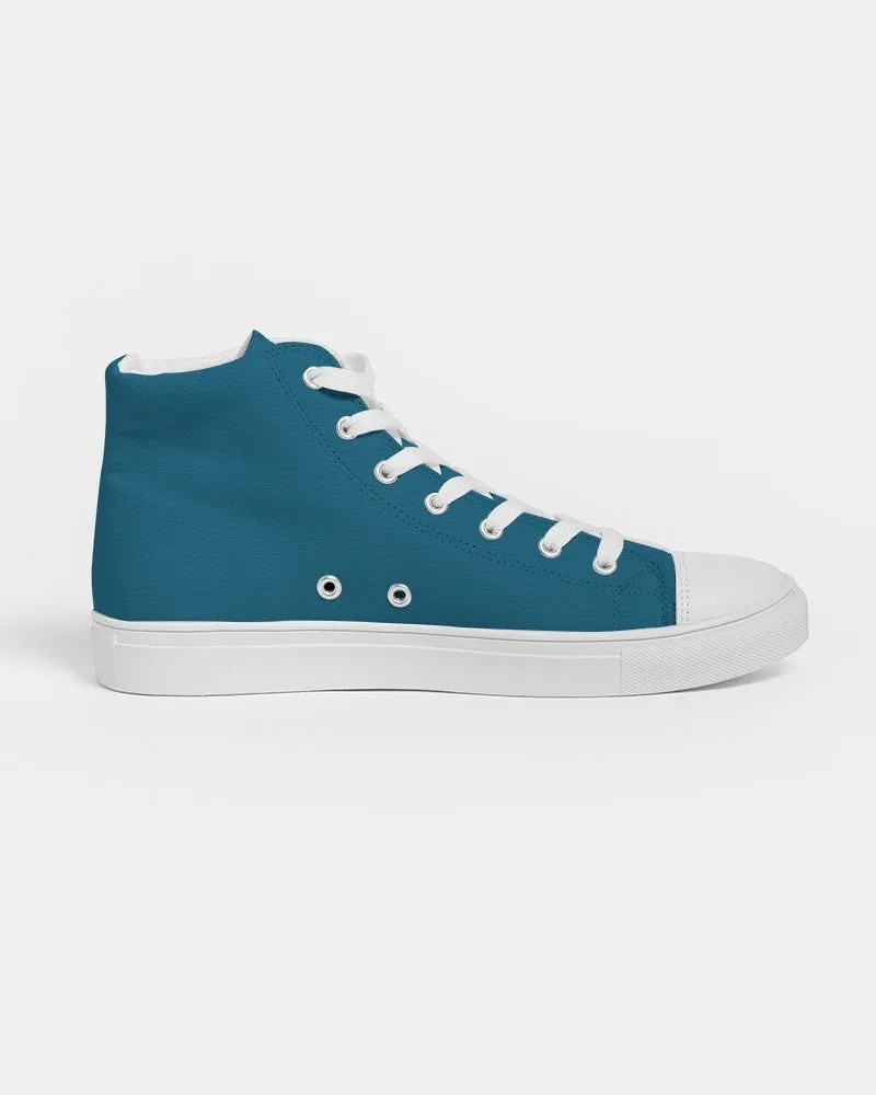 Medium Dark Cyan Women's High-top Canvas Sneakers | Women's | Medium Dark Pure Cyan | C100M0Y0K60