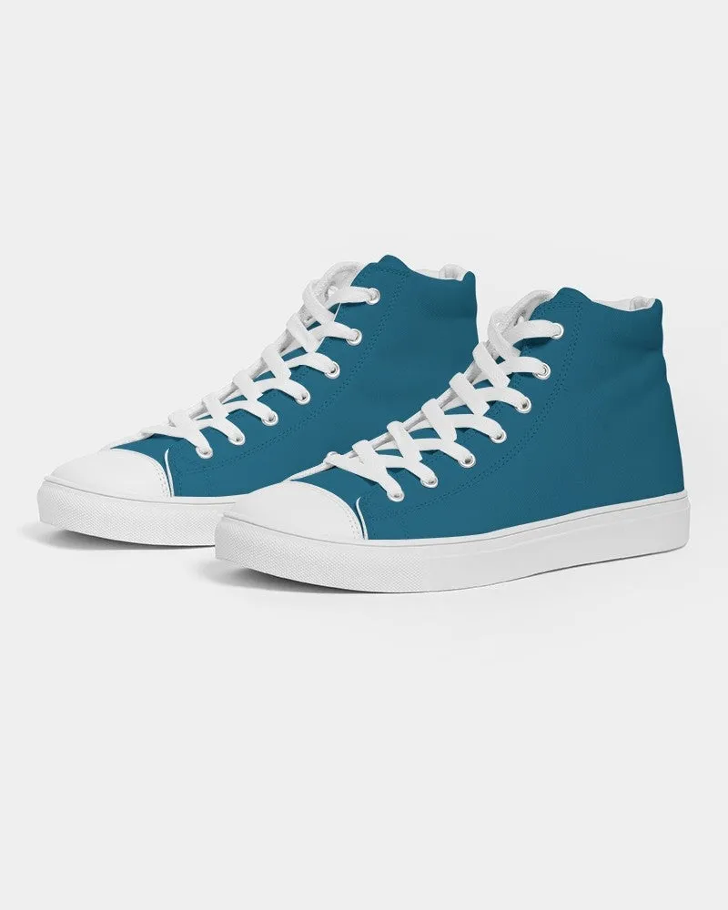 Medium Dark Cyan Women's High-top Canvas Sneakers | Women's | Medium Dark Pure Cyan | C100M0Y0K60