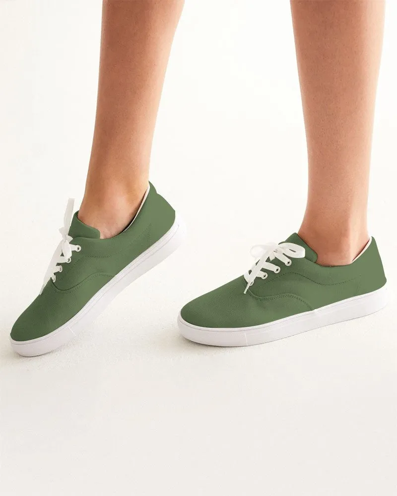 Medium Dark Warm Green Women's Canvas Sneakers | Women's | Medium Dark Pastel Warm Green | C30M0Y60K60