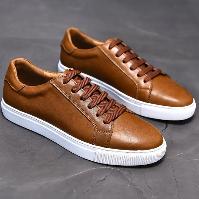 Men's Genuine Leather Brown Sport Shoes