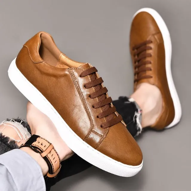 Men's Genuine Leather Brown Sport Shoes