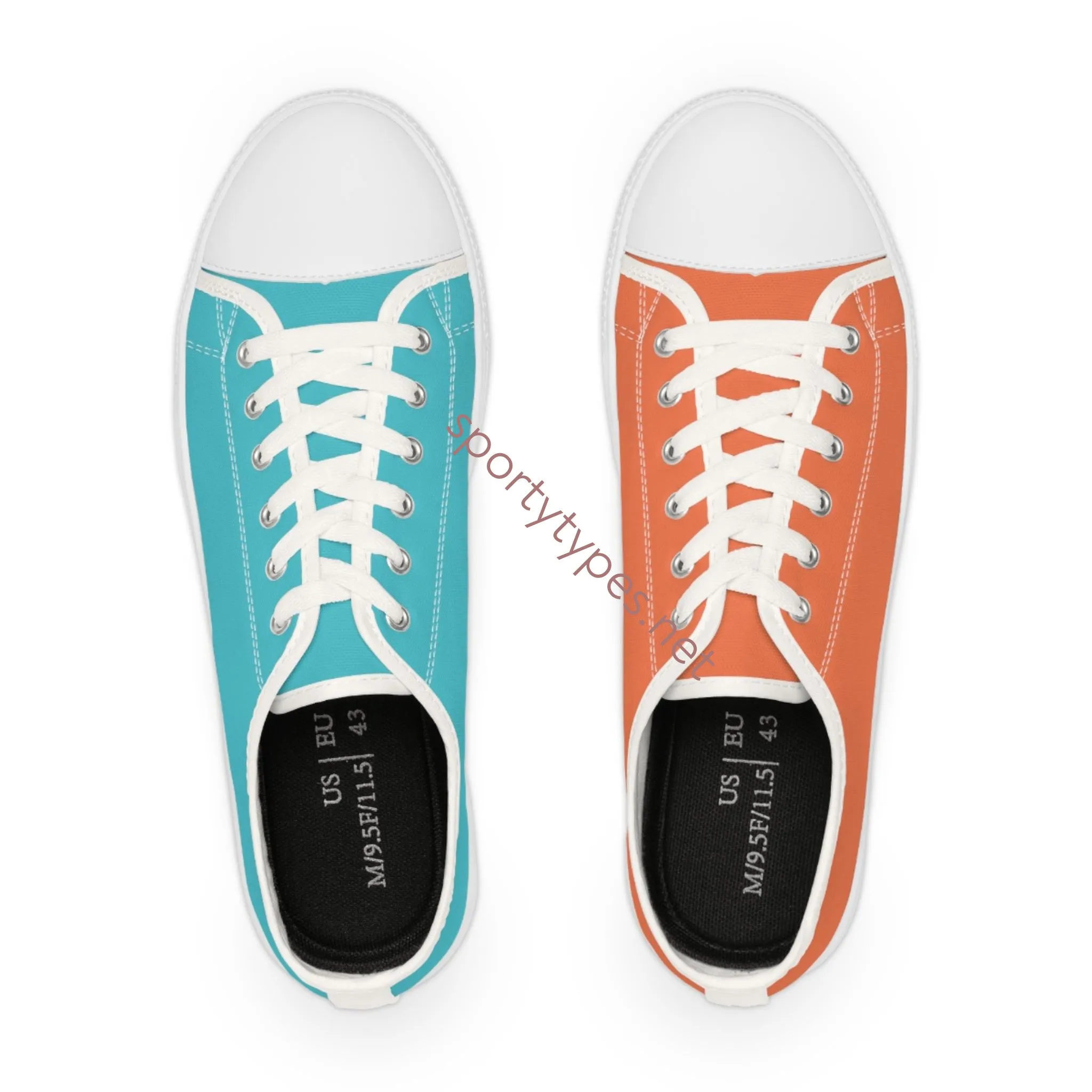 Men's Turquoise & Coral Mismatched Low Top Sneakers