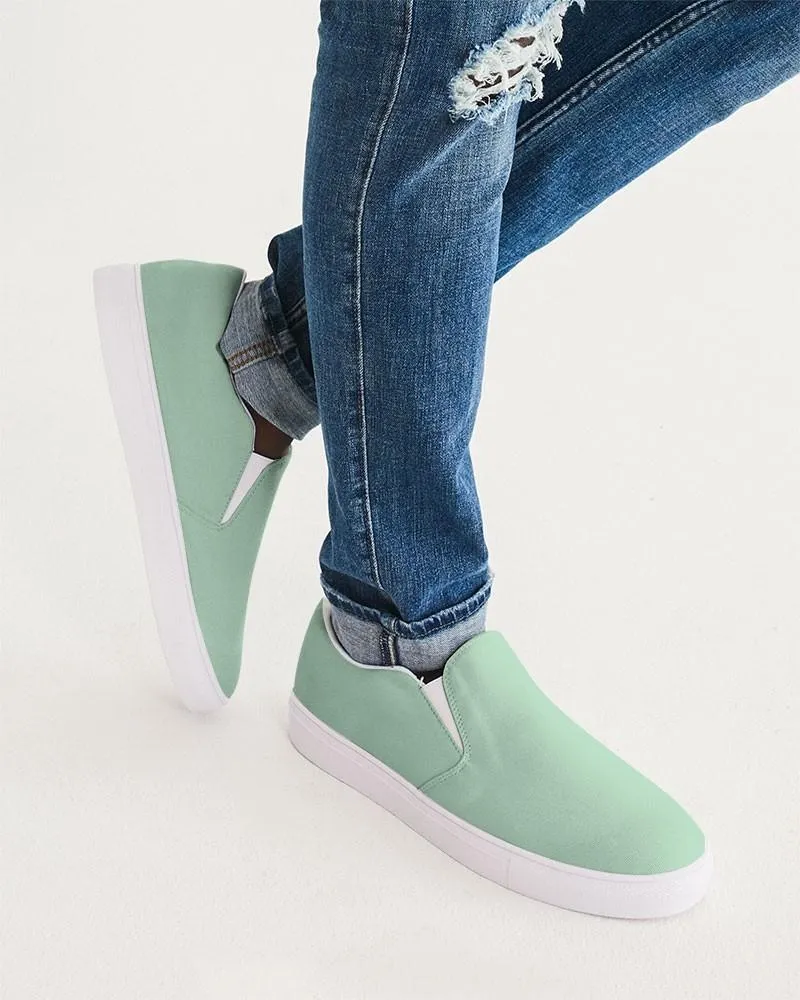 Pale Pastel Green Slip-On Canvas Sneakers | Men's | Bright Pale Pastel Green | C30M0Y30K0