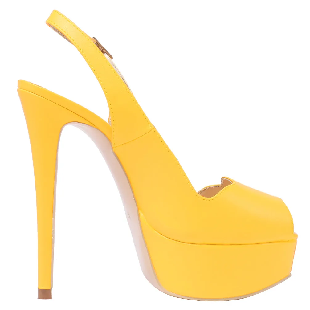 Party 14cm Yellow Slingbacks Pumps Spike Stilettos with Platform