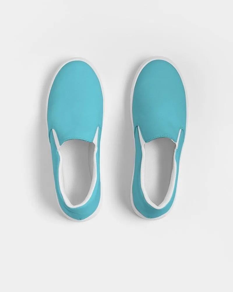 Pastel Warm Cyan Slip-On Canvas Sneakers | Men's | Bright Pastel Warm Cyan | C60M0Y15K0