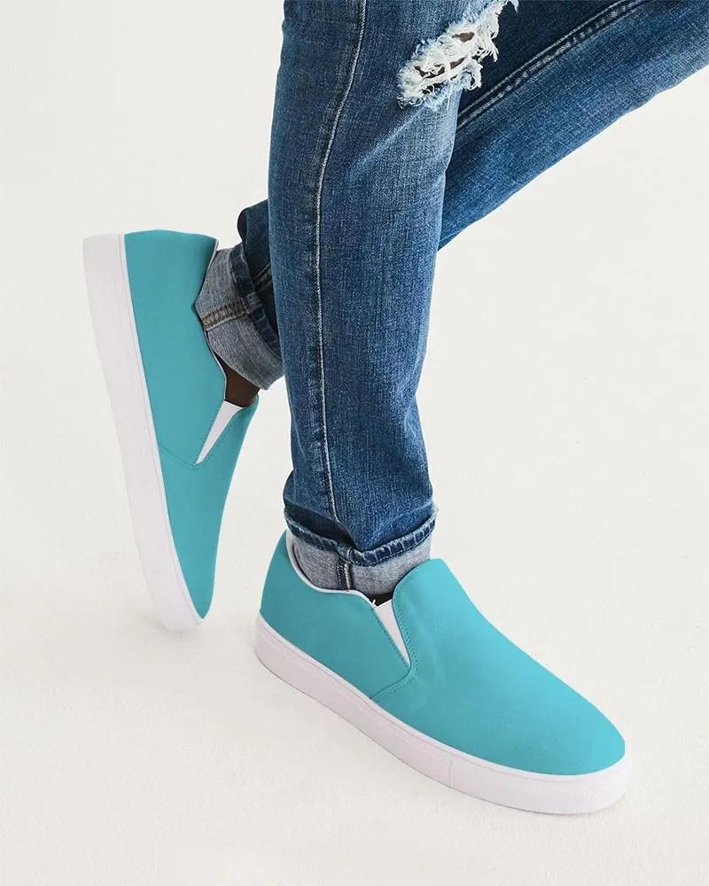 Pastel Warm Cyan Slip-On Canvas Sneakers | Men's | Bright Pastel Warm Cyan | C60M0Y15K0