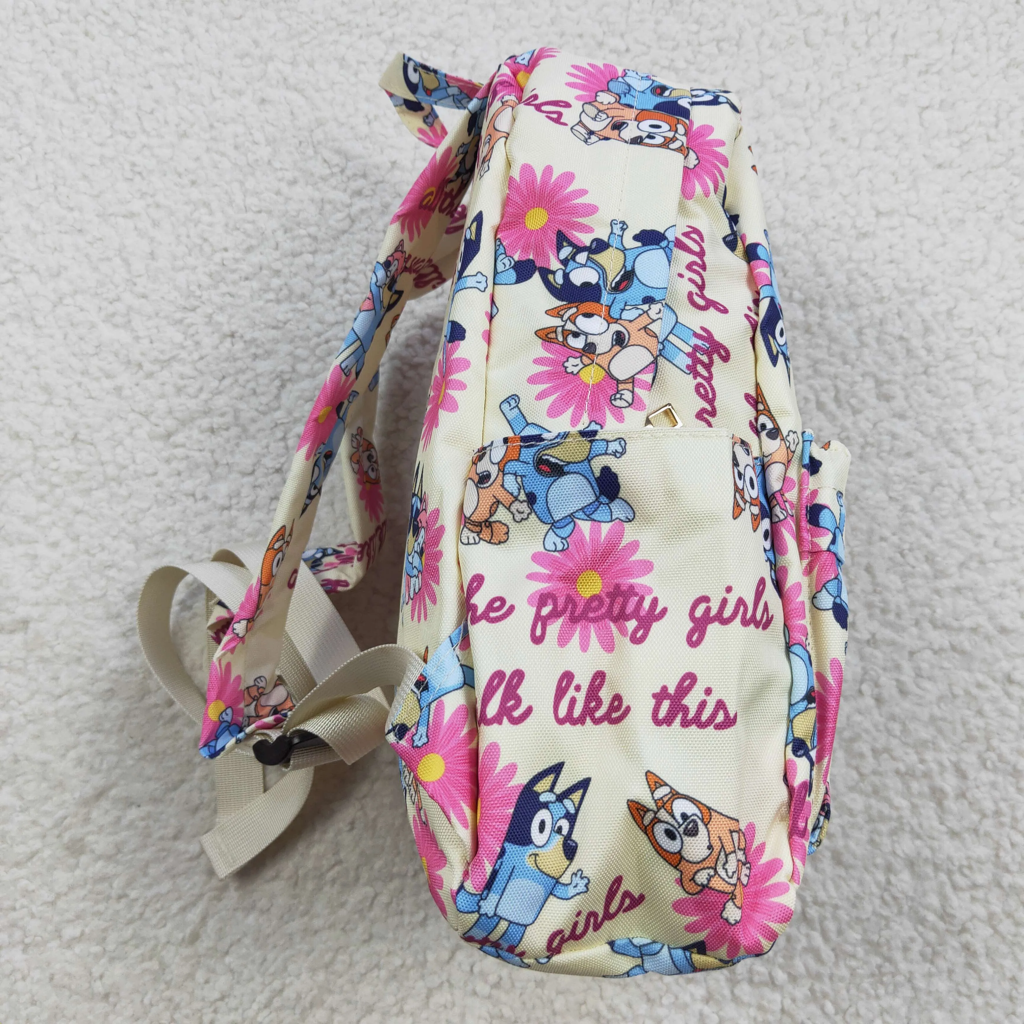 Pink floral dog print backpack bag BA0112