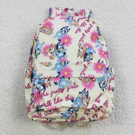 Pink floral dog print backpack bag BA0112