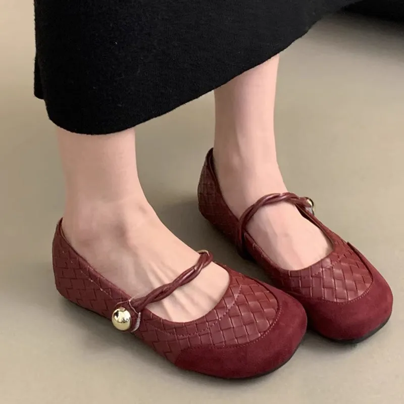 Retro Round Toe Women'S Soft-Soled Shoes