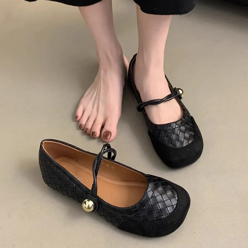 Retro Round Toe Women'S Soft-Soled Shoes