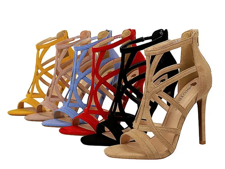 Roman Style High Heel Suede Shoes