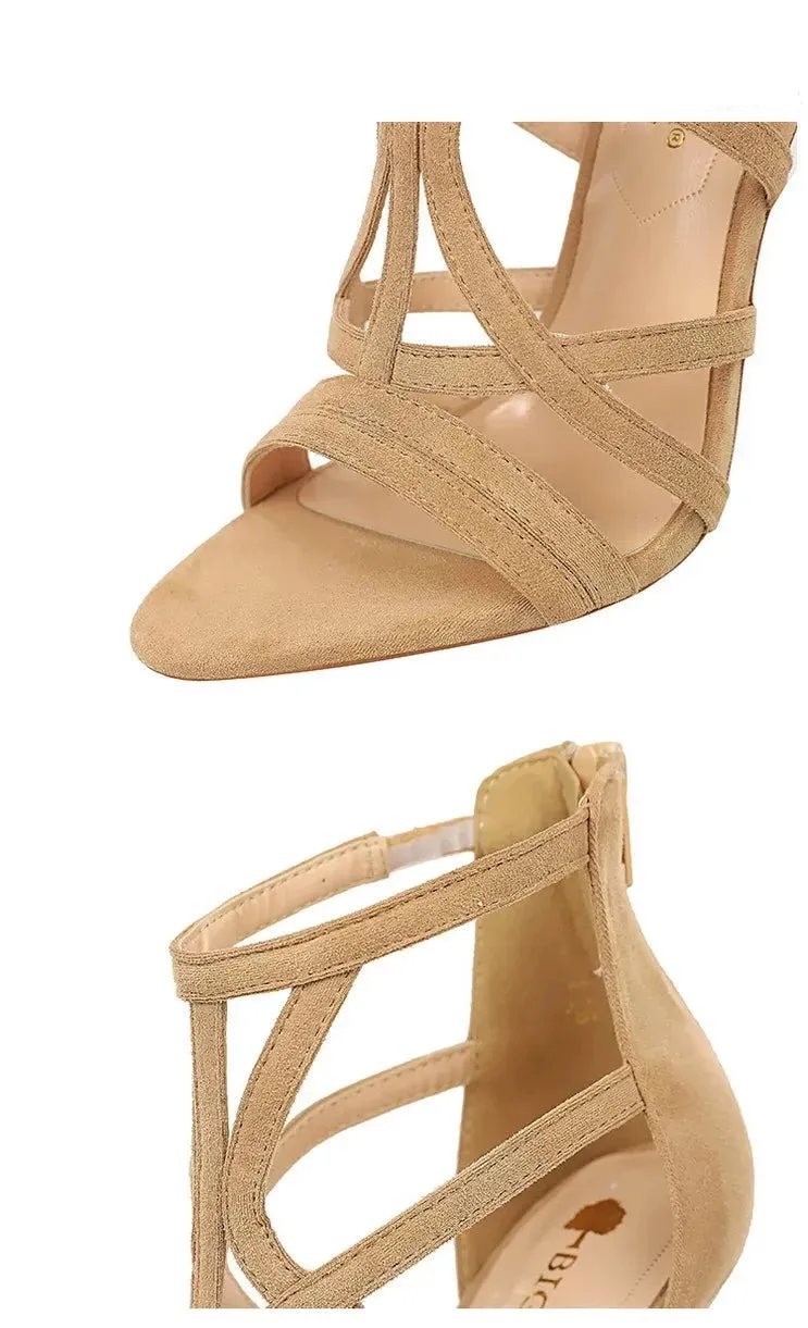 Roman Style High Heel Suede Shoes