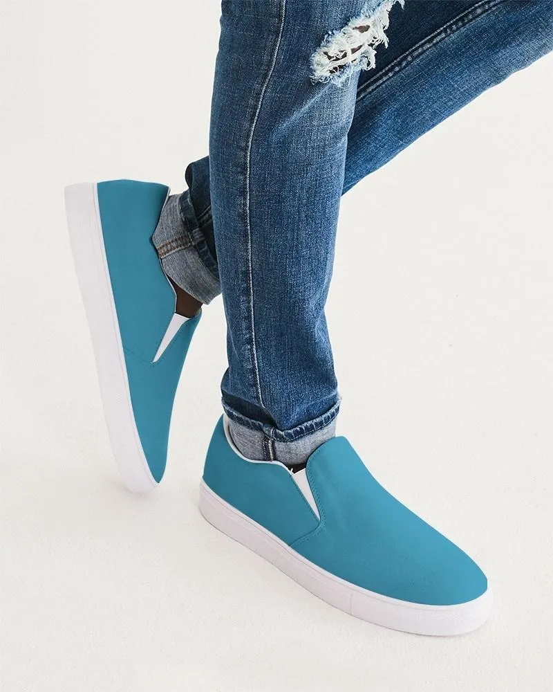 Shaded Pastel Cyan Slip-On Canvas Sneakers | Men's | C60M0Y0K30