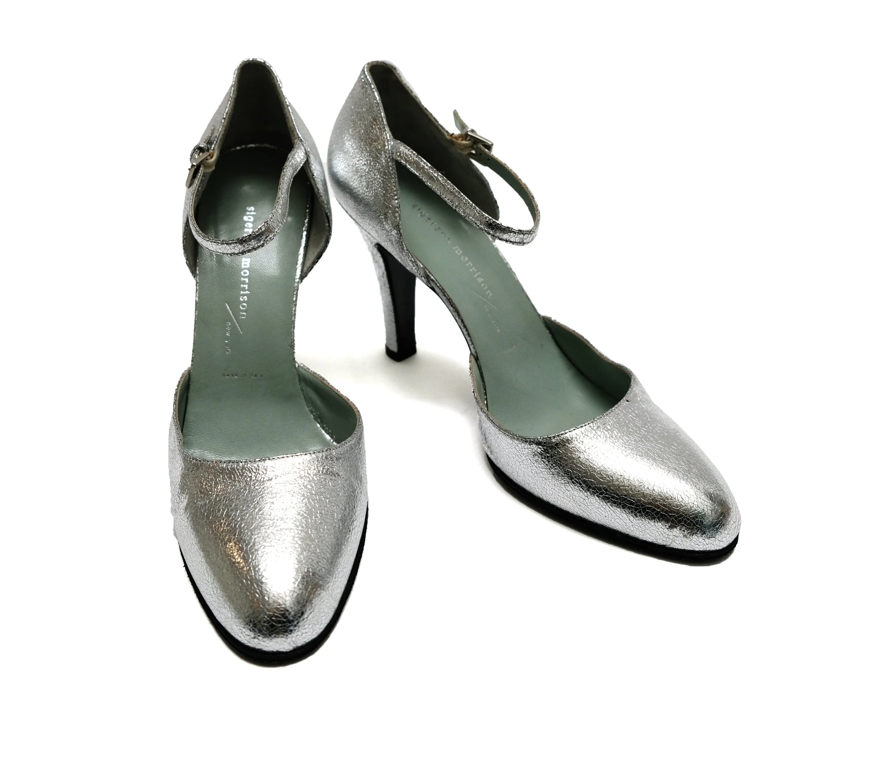 Sigerson Morrison Crackled Silver Party Heels, UK7