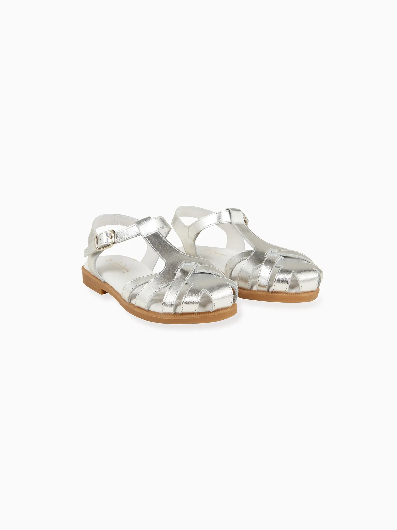 Silver Sofia Leather Girl Sandals